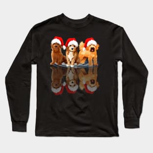 Shadow Doddle Dog Christmas Sweatershirt Cute Doodle Santar Hat Gift Long Sleeve T-Shirt